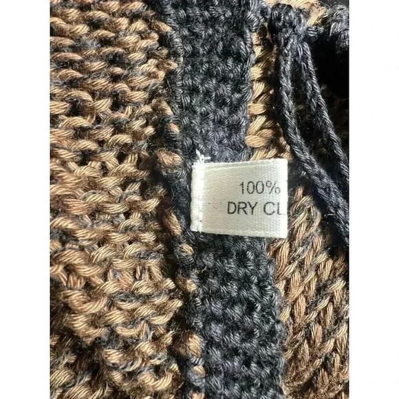 Vintage Rico Hand Knit Pancho Pull Over Sweater Brown One Size - Picture 6 of 8